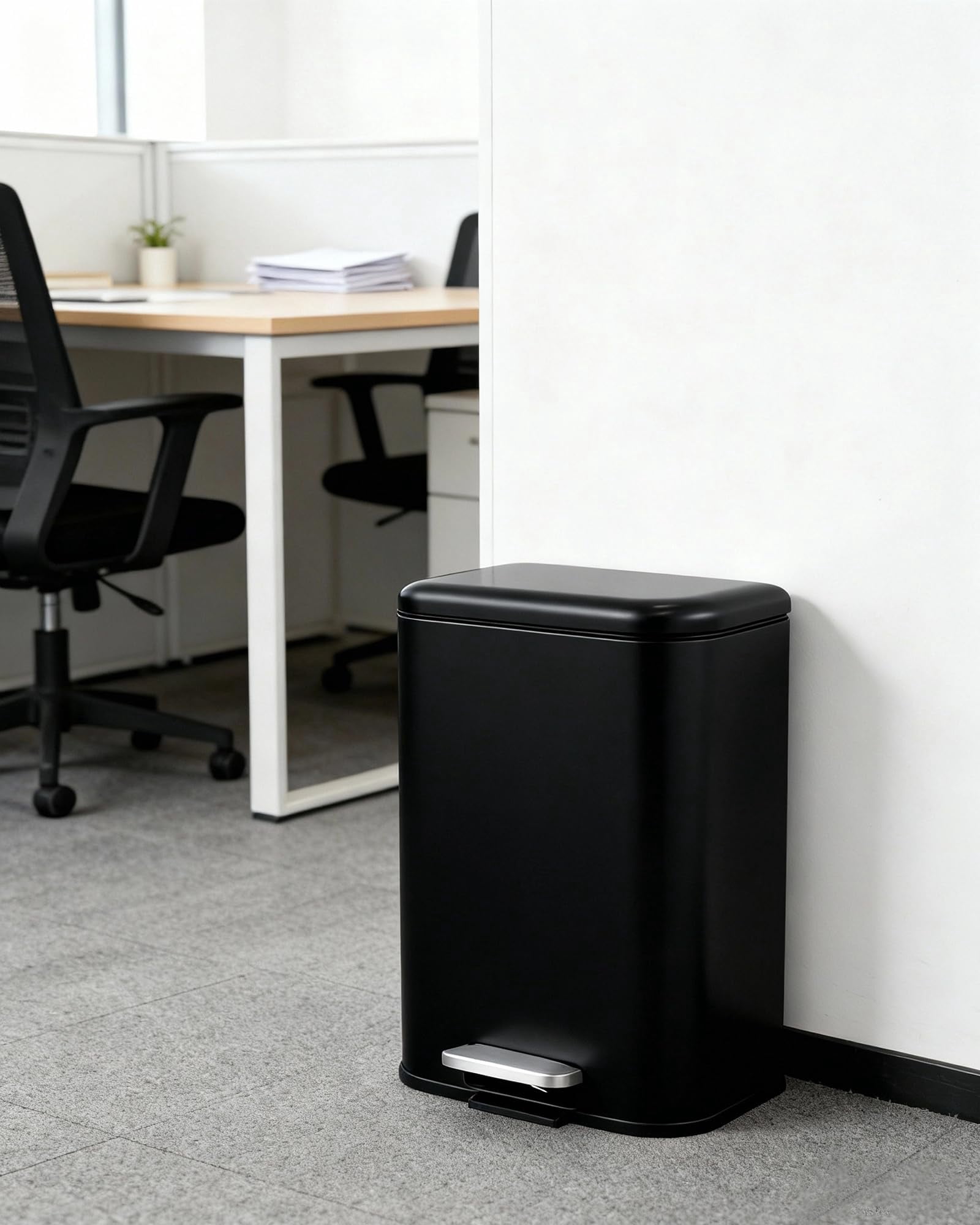 5.2 Gallon Trash Can with Lid, 20L Fingerprint Proof Stainless Steel Kitchen Trash Can with Removable Inner Bucket and Lid Soft Close, Pedal Rubbish Binfor Home, Kitchen, Office（Black）