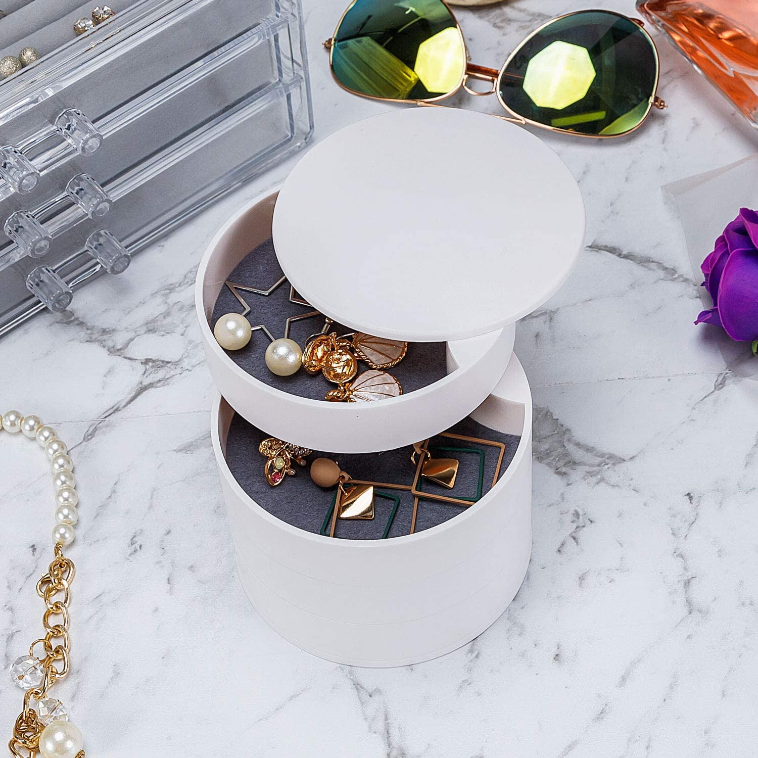Rotating Jewelry box multifunctional convenient Storage box for Living Room 