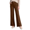 thumbnail image 2 of Endives Women's Pants Soft Senior Ladies Wide Leg Pant High Waist Stretch Dressy Business Pants Brown, 2 of 5