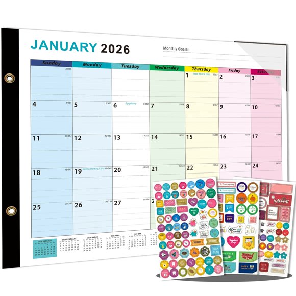 2026-2027 Large Desk Calendar 22"X17" 18-Month Jan-June, Color-Coded Daily Blocks with Planning Stickers, Thick Ink-Proof Paper, Corner Protectors, Home Office Student Productivity Pad, Calendar