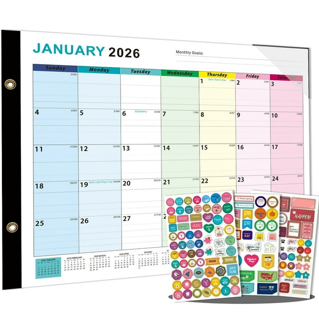 2026-2027 Large Desk Calendar 22"X17" 18-Month Jan-June, Color-Coded Daily Blocks with Planning Stickers, Thick Ink-Proof Paper, Corner Protectors, Home Office Student Productivity Pad, Calendar