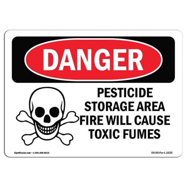 SignMission OS-DS-A-1218-L-1525 12 x 18 in. OSHA Danger Sign - Pesticide Storage Area