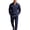A Dark Blue, variant on Men's 2 Piece Outfits Crew Neck Sweatshirt Ndbuld Men's Check Crew Neck Sports Solid Color Set Loose Drape Versatile For Fitness And Commuting Two-piece Set Coffee,S