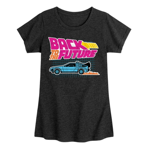 Back To The Future - Retro Logo & DeLorean - Toddler & Youth Girls Short Sleeve Graphic T-Shirt