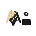 thumbnail image 3 of DPOIS Kids Girls Long Sleeve Gymnastics Leotard with Shorts Activewear Gold 16, 3 of 6