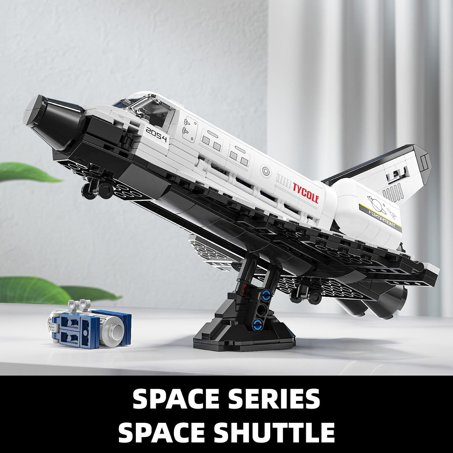 City Space Shuttle Building Toy Set -Translucent Classic Spaceship Building Block Kit with Stretchable Satellite Model,Home or Office Decor,Gift Idea for Adults&Kids Ages 8 and Up