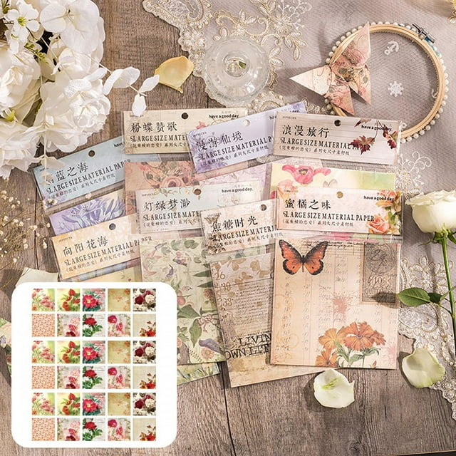 Scrapbooking Paper Vintage Style Ornamental Pattern Letters Printing Artistic Notebook Natural Journaling Paper Stationery Supplies