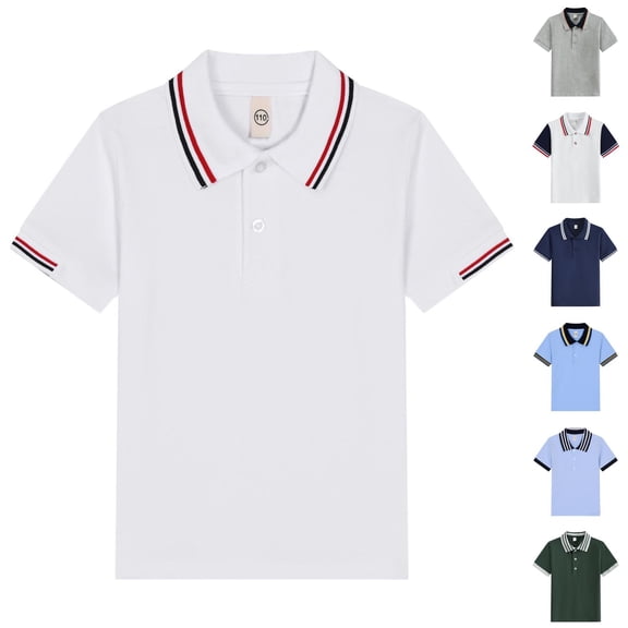 ADSSDQ Kids Boys Short Sleeve Polo Shirt Classic Fit Casual Tops For 3-10 Years | Polo Shirts For Boys Girls Button Up School Uniform Shirts