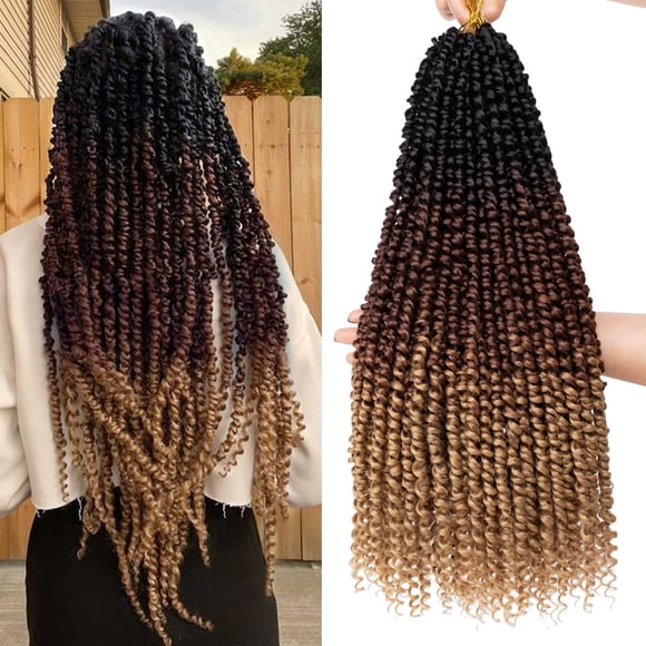 Leeven 22 Inch Pre-twisted Passion Twist Crochet Hair 3 Tones 8 Packs Ombre Brown Bohemian Crochet Passion Braids Hair for Passion Twist Braiding Hai