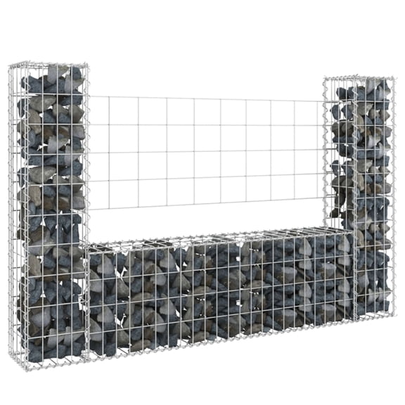 Casafoyer U-shape Gabion Basket with 2 Posts Iron 55.1"x7.9"x39.4"