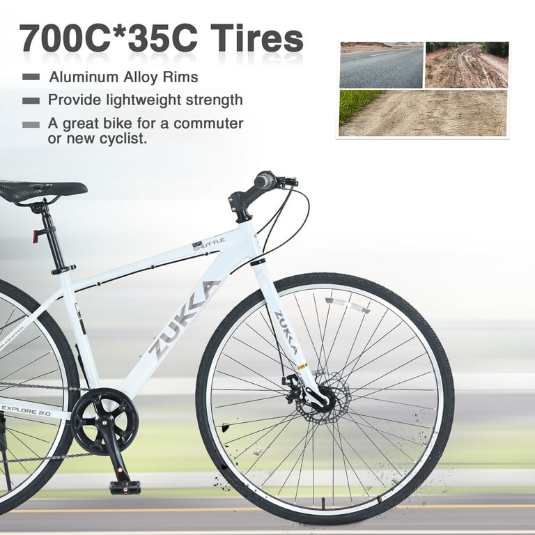 700C Road Bike, Shimano 7 Speed Hybrid Bike with Aluminum Alloy