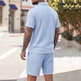 thumbnail image 5 of PIWHJQK 2 Piece Set Men Short Sleeve Shorts Workout Set Men's Solid Short Sleeve Elastic Waist Shorts 2 Piece Set Men Outfit Sets, 5 of 8