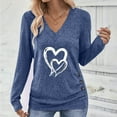 thumbnail image 2 of Busydd Womens T Shirts Fashion Heart Print Long Sleeve Going Out Tops for Women Casual Versatile Loose V Neck Womens Tops S, 2 of 8