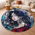 thumbnail image 5 of Round Rug, Manga Girl Art Design Soft Washable Carpet, Non-Slip Floor Mat for Living Room Bedroom Home Decor 59 Inch, 5 of 6