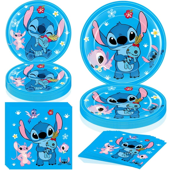 60 Pcs Blue Birthday Tableware Set, 40 Pcs Paper Plates and 20 Pcs Napkins for Birthday Party Supplies