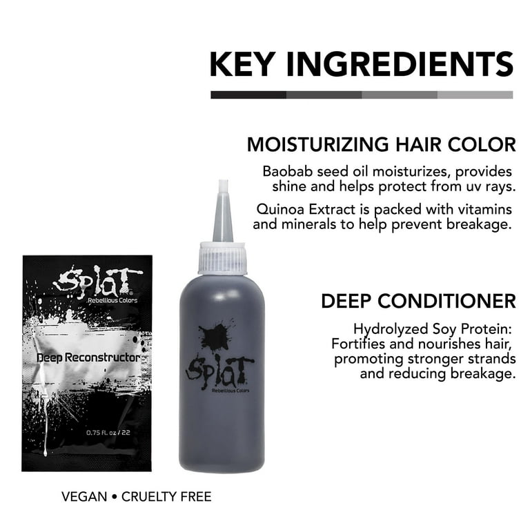 Splat Midnight Onyx Kit, Semi-Permanent Black Hair Dye - No Bleach