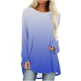 thumbnail image 1 of Diufon Plus Size Tunics for Women Round Neck Long Sleeve Tops Trendy Gradient Printed Blouses, 1 of 6