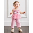 thumbnail image 4 of RUINIXCW Toddler Baby Girl Halloween Outfit Kids Infant Summer Fall Clothes Ghost Smocked Tie-Up Tulle Cami Tank Top and Elastic Waist Wide Legs Pants 2 Piece Set, 4 of 9