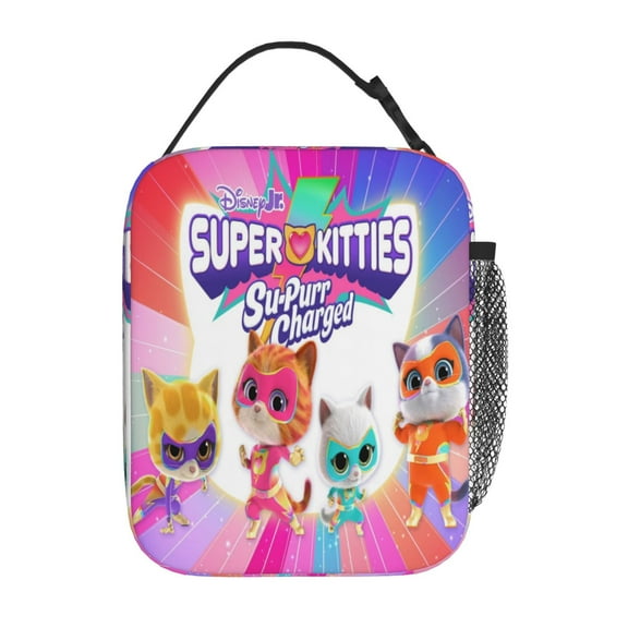 Lunch Bags For Women Men Personalized Super-Kitties Insulated Lunch Box, Leak-Proof & Freezer-Safe, Adjustable Strap & Side Pocket For Work, Camping, Picnic, Beach 10*4*8inch