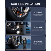 REHOTTOP 180PSI Tire Inflator, 6X Faster Portable Air Compressor for Car, 12V DC Tire Pump with Auto Shutoff for Car, Motorcycle, Bike and Ball