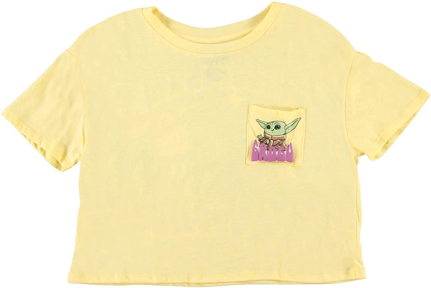 STAR WARS Juniors Yoda TShirt Ladies Baby Yoda Front and Back Pocket Crop Top TShirt