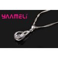 thumbnail image 4 of Gota de agua caliente CZ 925 conjunto de joyería chapada en plata esterlina para mujer colgante collar pendientes de aro fiesta de boda Ceremoey Anel, 4 of 5