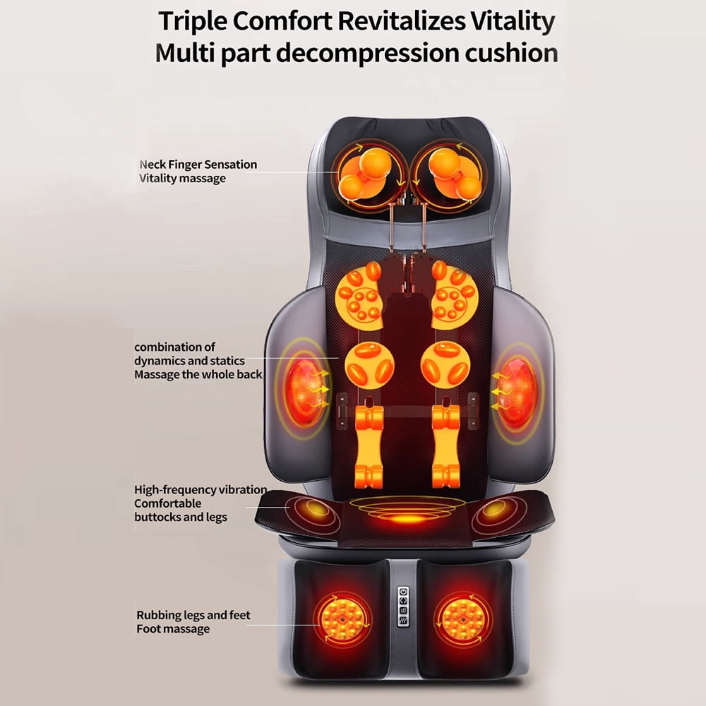 COSITTE Shiatsu Full Body Massage Cushion, Vibrating Neck and Back Massager with Heat for Relaxation, 8 Kneading Nodes & 9 Modes