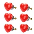 thumbnail image 1 of Perilla de cerámica sólida Uxcell en forma de corazón para tirador de cajón, armario, guardarropa, rojo, paquete de 6, 1 of 7