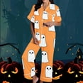 thumbnail image 2 of successthop Halloween Pajamas Women Short Sleeve Collar Button Down with Pant 2 Pieces with Pockets Loungewear, 2 of 5
