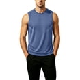 thumbnail image 5 of Plus Size Big & Tall Men's Summer Quick Dry Tank Top Muscle Singlet Crewneck Loose Fit Breathable Moisture Wicking Cooling Sports Gym Workout Training Casual Tops Sleeveless, 5 of 6
