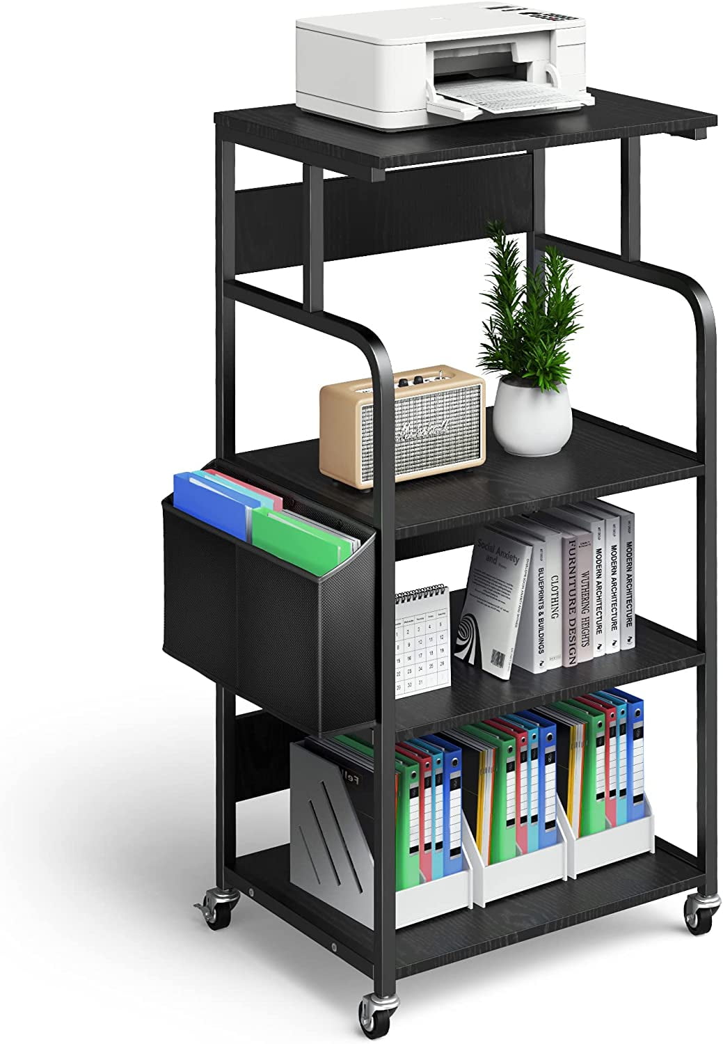 daily supplies Wooden Desktop Printer Stand,Home Office Printer Rack Double-Layer Copier Scanner Finishing Rack， for Folder Storage/Bookshelves