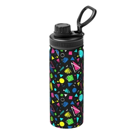

Gaeub Geometric 1980s Styled Print Stainless Steel Water Bottle 18oz Sports Insulated Kettle for Women Men Suitable as a Gift