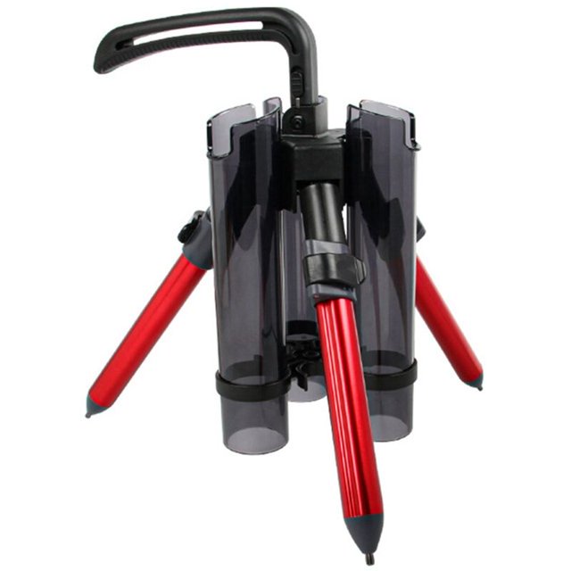 Soporte para caña de pescar Trípode Soporte para caña de pescar Herramientas para caña de pescar plegables de aluminio portátiles, estilo corto, rojo