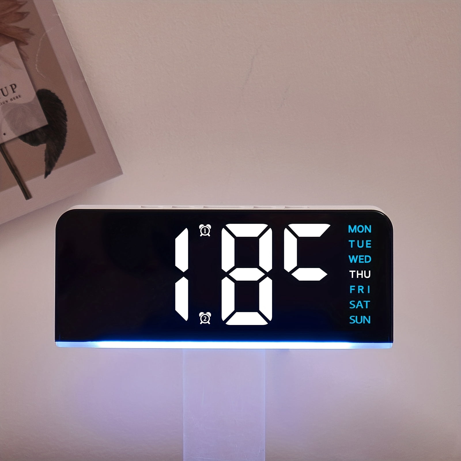 Keli 「LED digital clock」large font display alarm clock + temperature + date multi-function bedside clock luminous atmosphere light simple and stylish home decoration