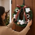 thumbnail image 6 of LEFXSMR Christmas Wreaths for Front Door, 12" Christmas Wreath with Bow Cotton Pinecone, Christmas Decorations for Porch Window Mantel Home, 6 of 9
