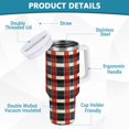 thumbnail image 2 of Yayeee 30oz Stainless Steel Tumbler with Straw and Handle Double-Wall Insulated Travel Water Bottle, Vibrant Red Tartan Pattern, 2 of 8