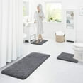 thumbnail image 7 of Smiry Microfiber U-Shaped Toilet Rugs, Shaggy Soft and Absorbent Contour Rugs, 24"x20" Non Slip Toilet Carpets for Bathroom, Grey, 7 of 7