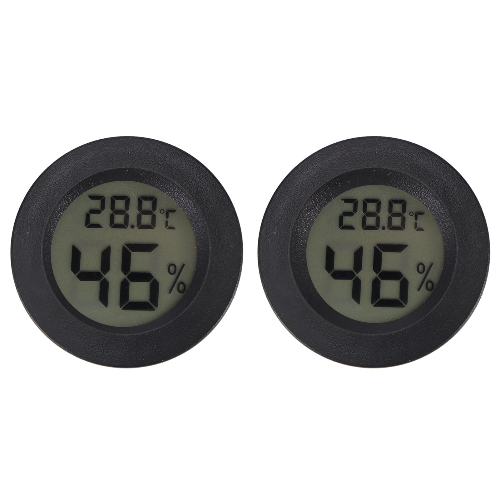 DOACT Digital LCD Thermometer Hygrometer,2PCS Mini Round Shape Digital Hygrometer Temperature Gauge Humidity Meter For Indoor Outdoor Reptile Box Humidifiers Greenhouse Basement
