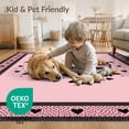thumbnail image 4 of ODIKA 8'x10' Washable Area Rug Motif Dotted Border Shaped Themed Polka Pink Oversized Refined Structured for Dining Room, Large Office, Lounge, Non-Slip Chair-Friendly Mat, 4 of 7