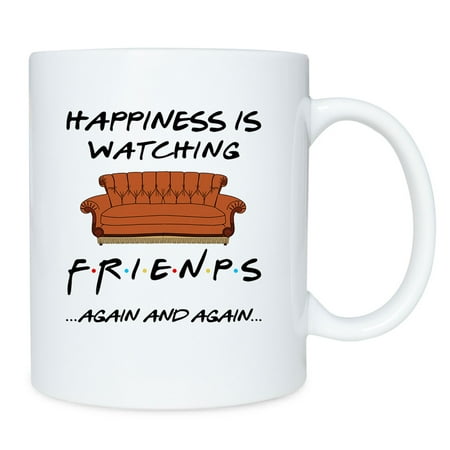 

Sorrowso Happiness is Watching TV Shows Friends Mug 11oz Ceramic Coffee Mug Tea Cup Christmas Gifts for Best Friends