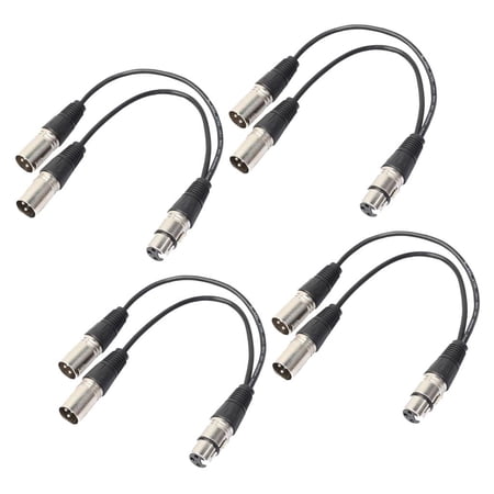 4Pieces XLR Splitter Cable, 3 Pin XLR Female To Dual XLR Male Patch Y Cable Balanced Splitter Cord Audio Feet