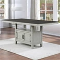 thumbnail image 2 of Bowery Hill Wood Stone Gray and Charcoal Counter Table Rectangular Chevron Patterned Veneer 80" Unassembled, 2 of 11
