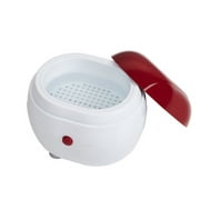 Red teeth Portable Mini Ultrasonic Washing Machine Jewelry Lenses Dentures Cleaner Box, Red & white