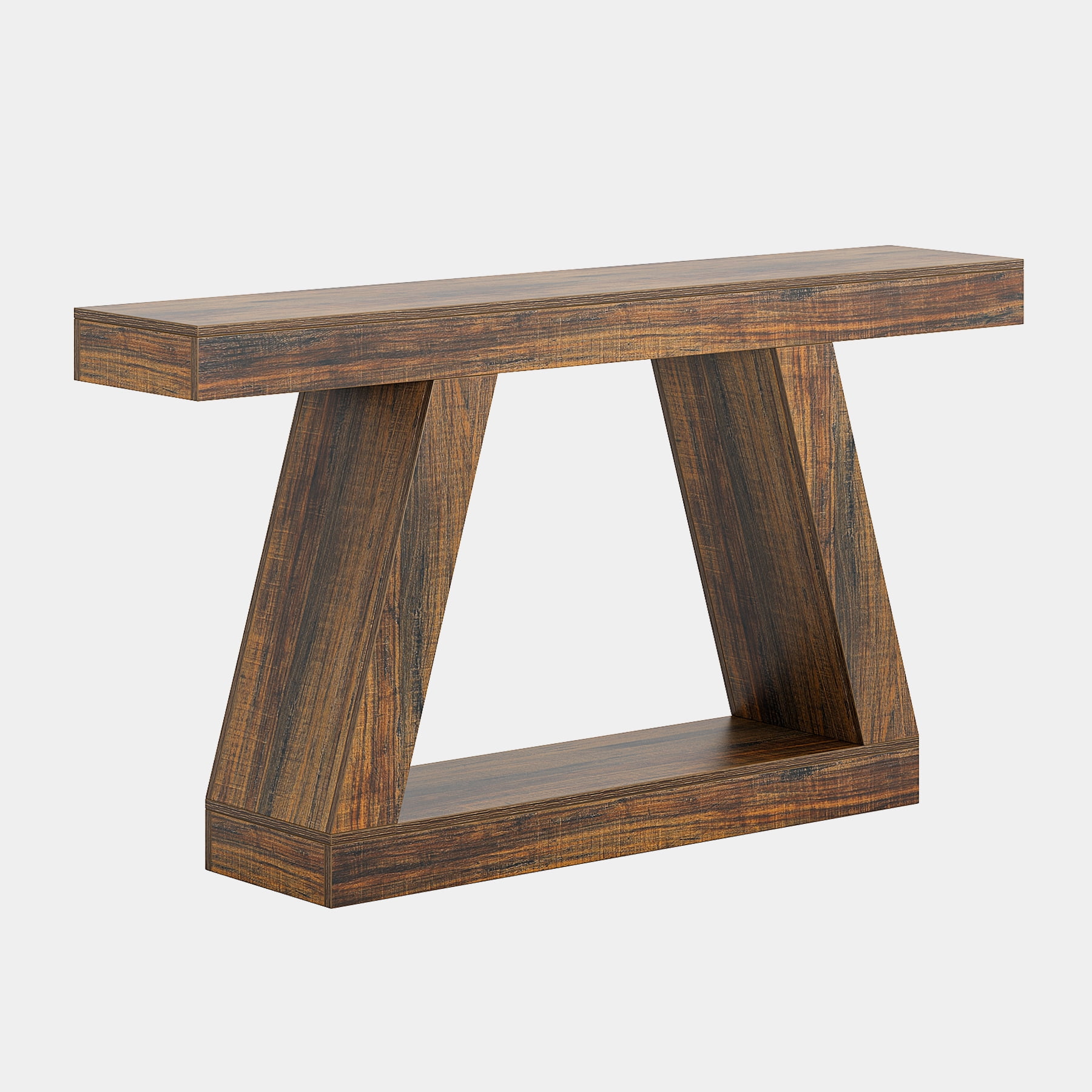 Fnova 55" Farmhouse Console Table, 2-Tier Storage Sofa Table, Long Wood Entryway Table for Hallway, Living Room, Easy Assembly
