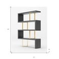 thumbnail image 5 of HomeRoots 482698 67 x 51 x 14 in. Gray Elm & Gold Four Tier Zig Zag Bookcase, 5 of 5