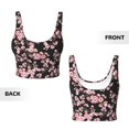 thumbnail image 6 of Sports Bras for Women Workout Tank Tops, berry blossom Elegant black Running Vest with Removable Cups, 6 of 7