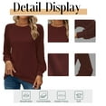 thumbnail image 5 of Mengpipi Women's Long Sleeve Blouse Lace Waffle Knit Loose Casual Tops, Burgundy-XXL(US 20-22), 5 of 7