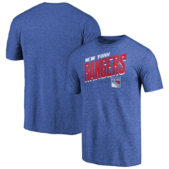 Men's Blue New York Rangers Slant Strike Tri-Blend T-Shirt