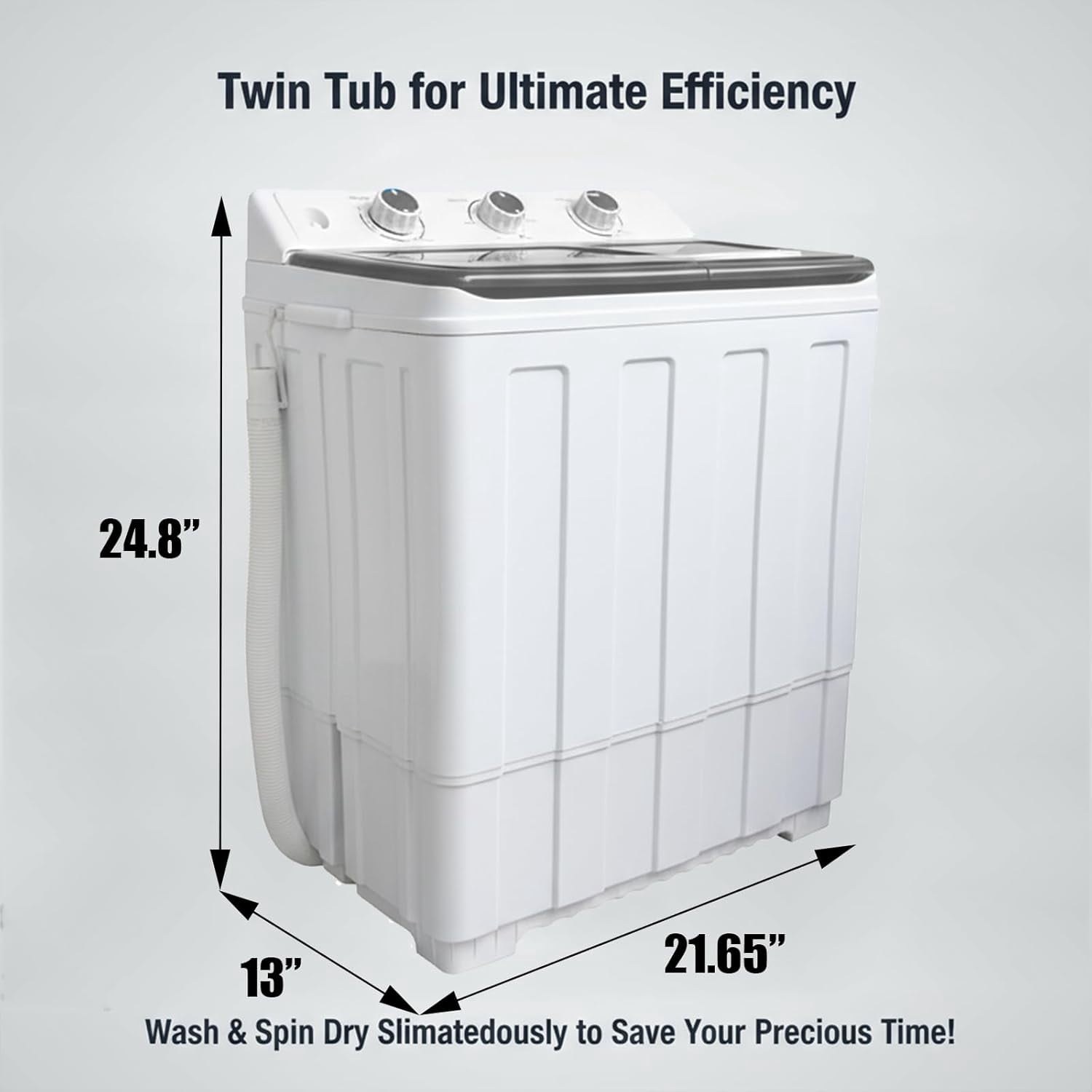 Portable Washing Machine, 14lbs Twin Tub Washer Mini Compact Laundry Machine with Drain Pump,Compact Washer for Home Dorm Apartment,Grey