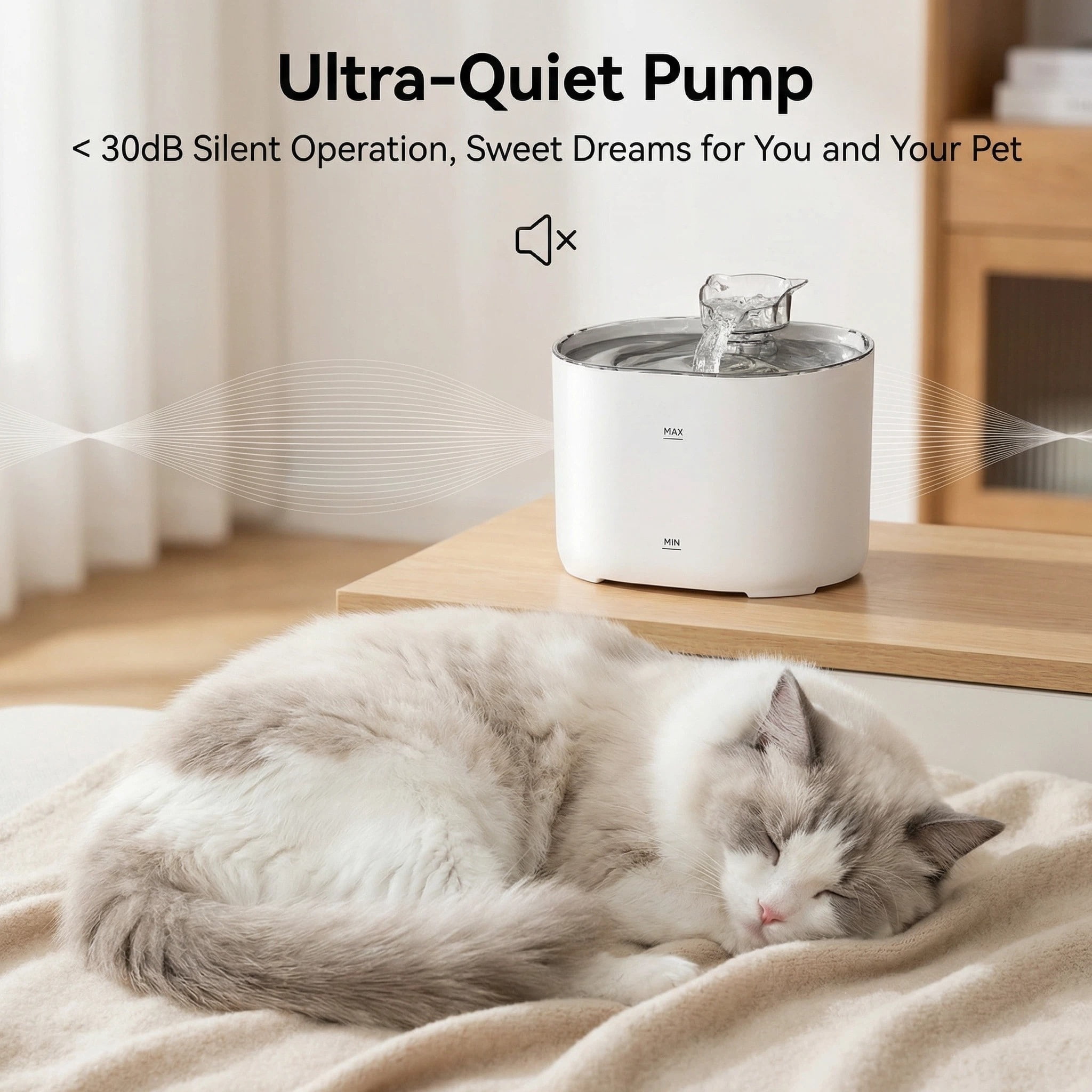 Zengdainm Cat Fountains for Drinking,74Oz/2.2L Pet Cat Water Fountain, Corded Automatic Water Dispenser for Cats Dog